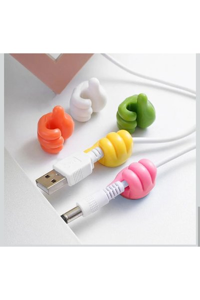 5DM 10 adet parmak kancası, kendinden yapışkanlı küçük el kancaları, kancalara yapışır, ev, ofis, çalışma masası, araba için kablo düzenleyici (Rastgele Renk)