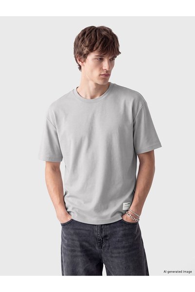 LC Waikiki Xside Beige Interlock Plain Standard & Regular Short Sleeve Men's ...