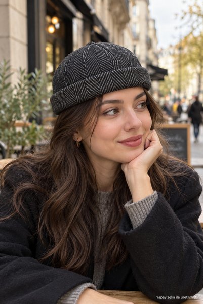 ZERAMİNE Kaşe Docker Bere Şapka Yünlü Unisex