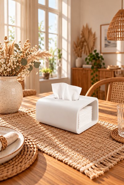 Zigzag Home Decorative White Raw Concrete Design Napkin Holder Bohemian Style...