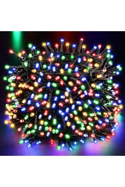 EDAR Линейни коледни лампички, 30 м, 300 големи LED диода тип диамант, многоц...