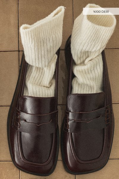Jolamier Acı Kahve Klasik Deri Loafer