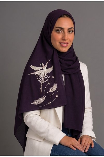 Veil Designer 'طرحة بوال طبقتين بتطريز علي الطرفين قماش بوال ياباني 190*60