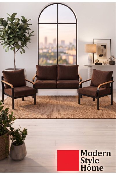 Modern Style Home Lusso Serisi Fitilli Baby Face Kadife Krem Oturma Grubu (1 ...