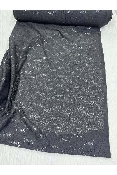 Yiğit Kumaş Black Sequin Lace Fabric