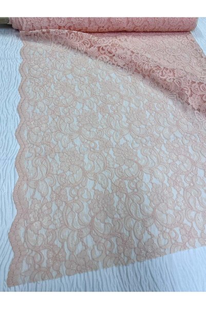 Yiğit Kumaş Salmon Cordone Lace Fabric - Floral Patterned