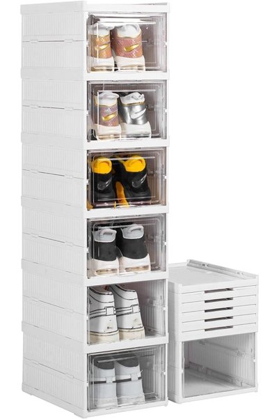 Generic Shoe Storage Box, Installation-Free 6 Tiers Foldable Shoe Organizer w...
