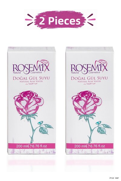 ROSEMIX Ilkestor - Natural Rosewater 200 ml Glass Bottle - Set of 2 (192419)