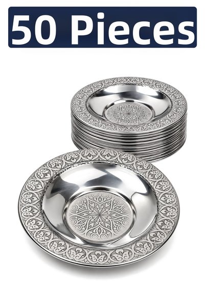 Binbir Trend 10 cm Authentic Patterned Stainless Steel Tea Plate, Unbreakable...
