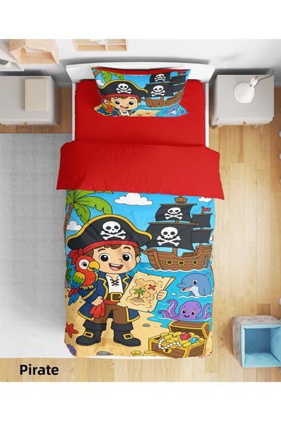 Erays Home Pirate Child Patterned Colorful 3D Digital Printed Single Boy's Du...