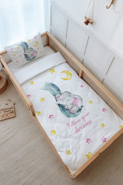 Tuğba Kuğu Montessori Duvet Cover and Fitted Sheet Set - for Baby Series - Pi...