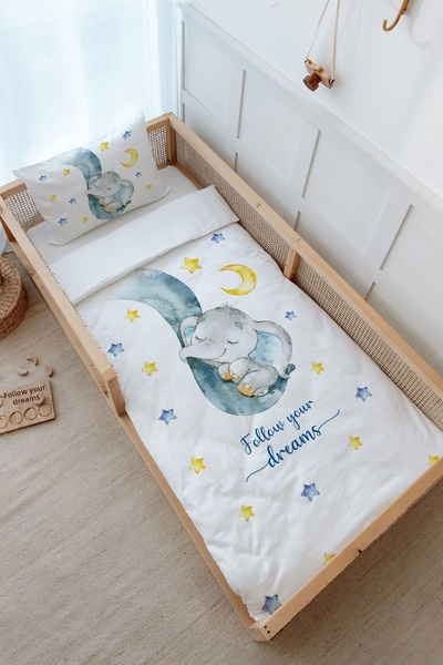 Tuğba Kuğu Montessori Duvet Cover and Fitted Sheet Set - for Baby Series - Bl...