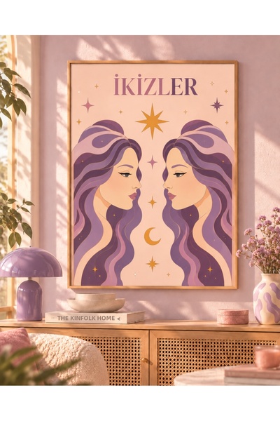 Zerawall Tablou MDF fără ramă cu semnul Gemenilor – Tablou decorativ de peret...