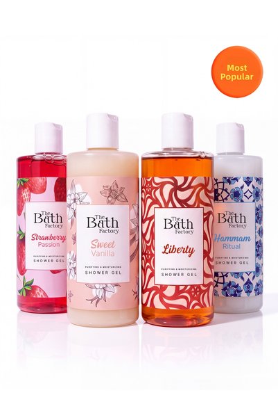 THE BATH FACTORY Shower Gel Set (Strawberry - Vanilla - Liberty - Hamam) (4 X...
