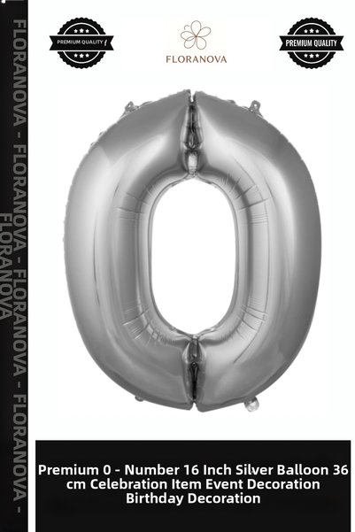 Generic Brand Premium 0- Number 16 Pearl Silver Color Balloon 36 cm Celebrati...