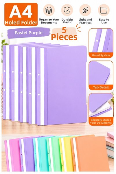 Artlantis Ring Binder Pastel Lilac A4 5 Pieces Economical Quality Plastic Rin...