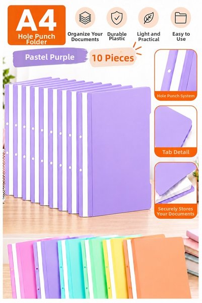 Artlantis Ring Binder Pastel Lilac A4 10 Pieces Economical Quality Plastic Ri...