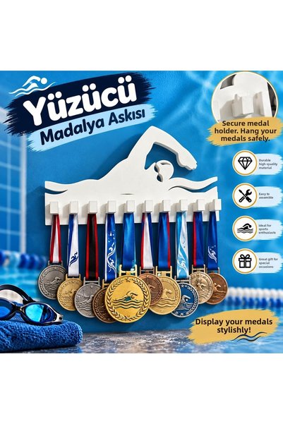 Dinç Spor حامل ميداليات بتصميم السباحة - حامل جداري للسباحة على الطراز الحر م...