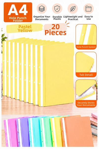 Artlantis Ring Binder Pastel Yellow A4 20 Pieces Economical Quality Plastic R...
