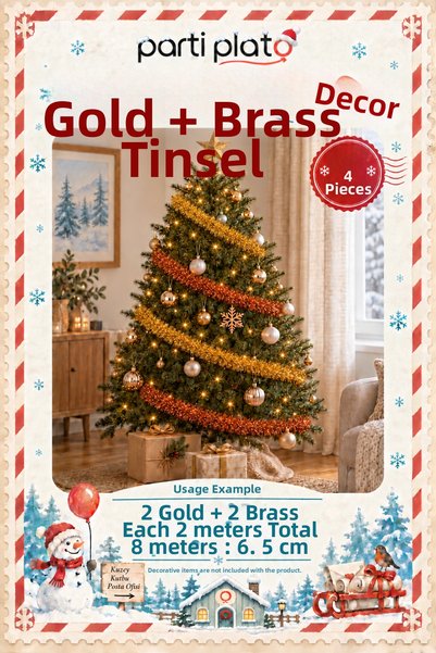 Parti Plato Gold and Copper Glitter Ornament 4 Pieces 2 Meters Total 8 m 6.5 ...