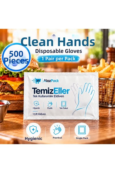 alazpack ambalaj AlazPack CleanHands 500 قطعة من قفازات تناول المأكولات البحر...