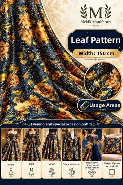 MEKİK MANİFATURA Patterned Gold Leather Velvet Fabric