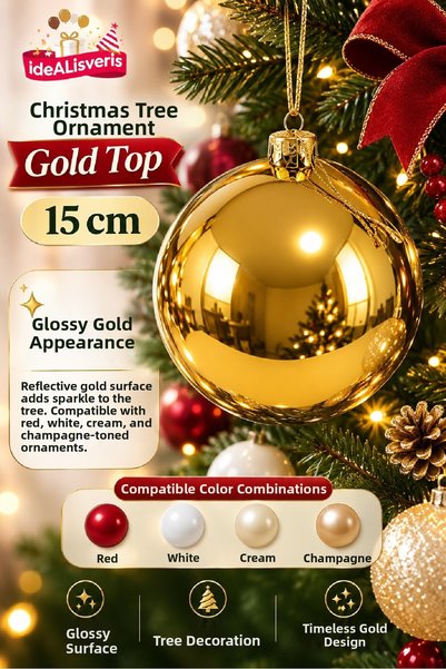 Bkmc Ornament de lux pentru bradul de Crăciun, 15 cm, bilă decorativă de dime...