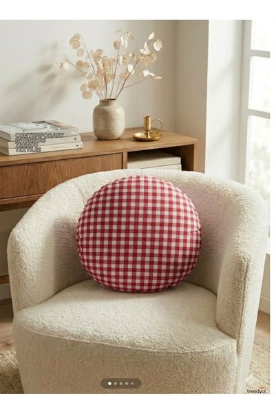 Angels' Collection Round Gingham Throw Pillow - Filled Inside