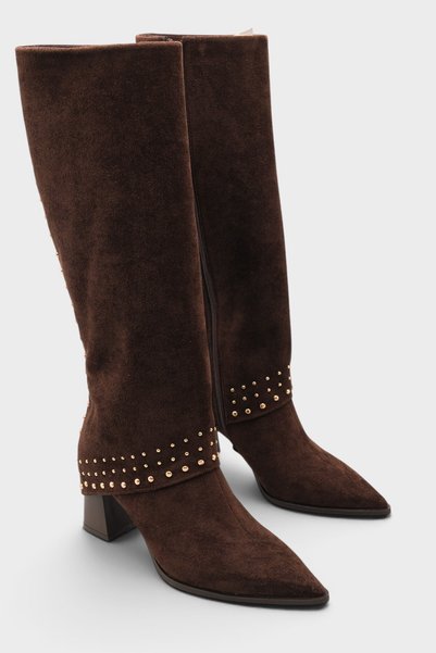 Capone Outfitters Madella Pointed Toe Thick Heeled Women's Boots with Metal A...