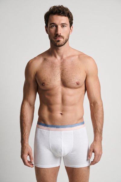 GladUnder 6'lı Beyaz Erkek Boxer Pamuklu Terletmez Nefes Alabilen İç Çamaşırı