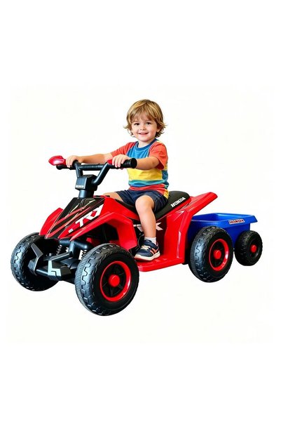happyworld2026 ATV Electric Cu Remorca Pentru Copii, Roti Rezistente, Lungime...