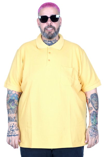 ModeXL Mode XL T-Shirt Polo Neck with Pocket Classic 20550 Mustard