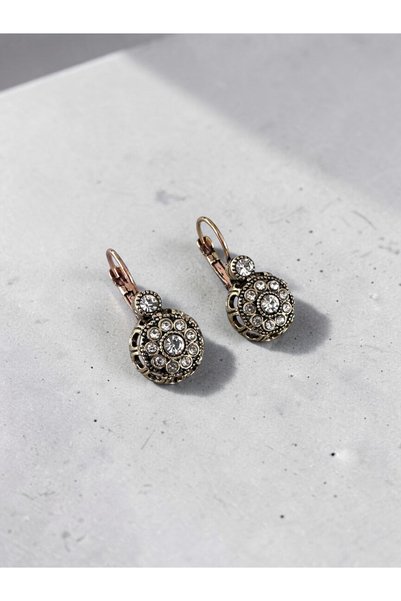 FUYA JEWELLERY Elmas Montür Yuvarlak Küpe