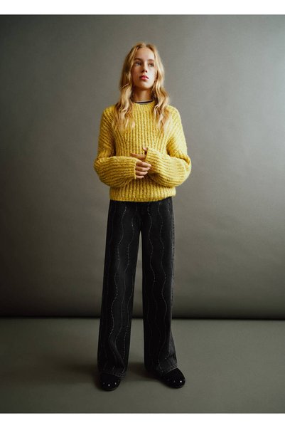 MANGO Kids Sequined wide-leg jeans