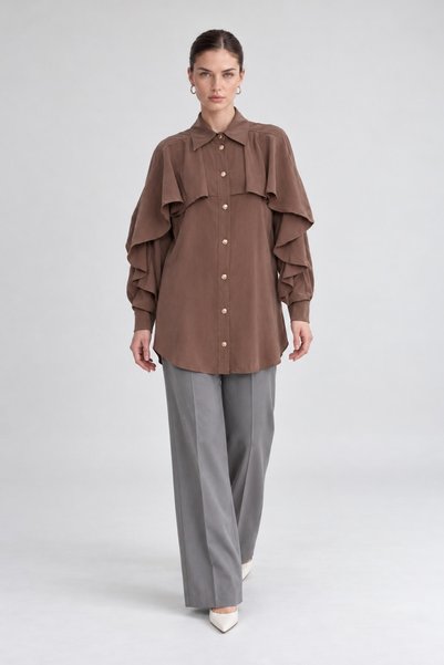 Levidor Flywheel Detailed Shirt Brown