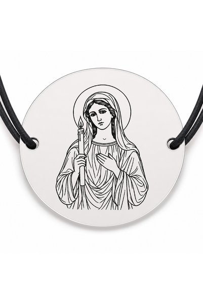 Simoshop Brățară argint 925 cu bănuț Sfânta Muceniță Haritina, șnur negru reg...