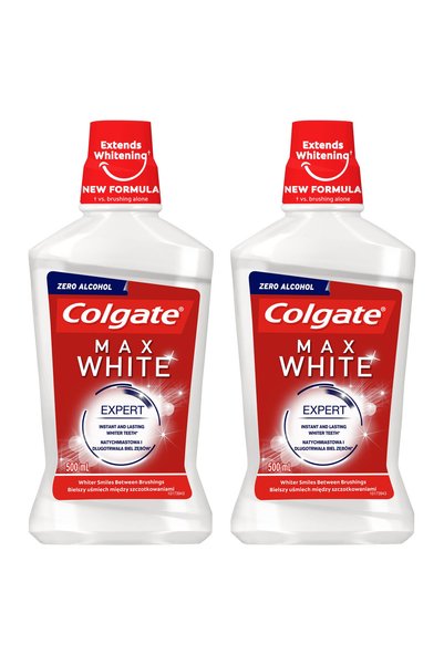 Colgate Pachet 2x Apă de gură Max White cu efect de albire, 500 ml