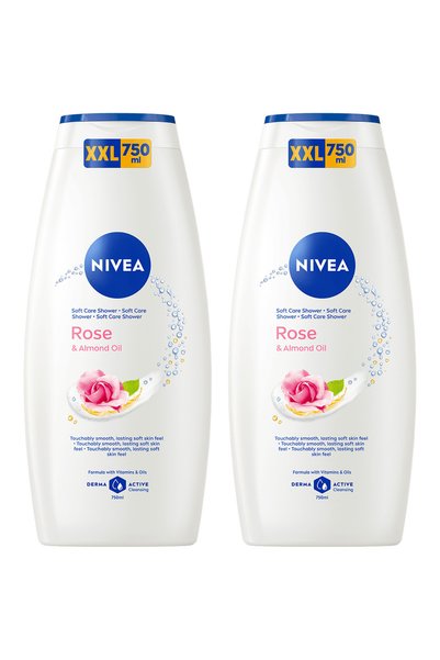 NIVEA 2x PACK Care & Roses Αφρόλουτρο με Έλαιο Τριαντάφυλλου και Αμυγδάλου, 7...