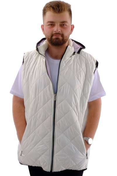 ModeXL Vestă matlasată cu glugă pentru bărbați, mărime mare, Mode XL U24704 Ecru
