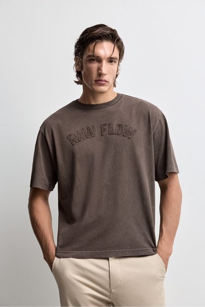 LEFTIES ERKEK Soluk efektli relaxed fit t-shirt