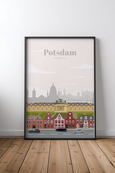 KEYFHOME Putovanje u Potsdam Crni okvir MDF slika poster salon zidni dekor po...