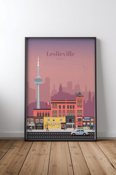 KEYFHOME Leslieville in Toronto Μαύρο Πλαίσιο MDF Πίνακας Αφίσα Σαλόνι Διακόσ...