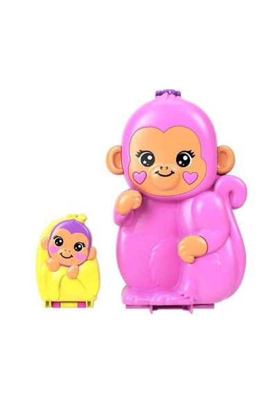 Polly Pocket Çanta Olabilen Micro Oyun Setleri GKJ63 - Momma Monkey And Baby Hwp04