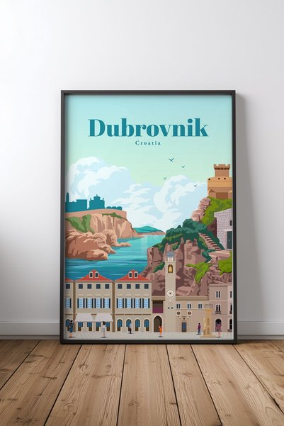 KEYFHOME Putovanje u Dubrovnik Crni okvir MDF slika poster Dekoracija zida za...