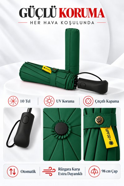 bliss umbrella Ergonomik Saplı 10 Telli Otomatik Şemsiye