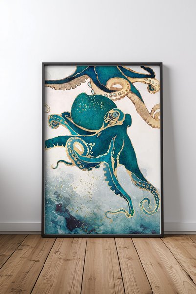 KEYFHOME Underwater Dream V Tablou MDF cu ramă neagră Poster Living Decor de ...