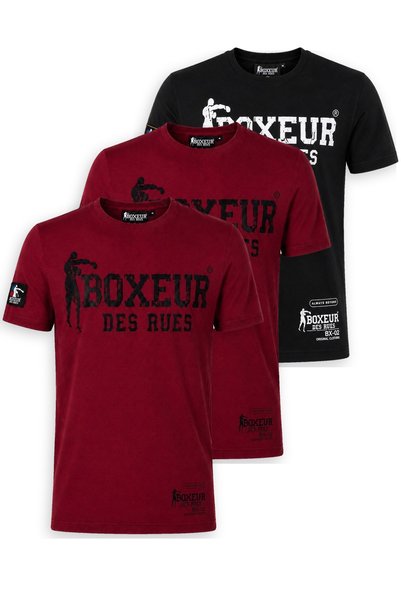 Boxeur Des Rues Pachet de 3 tricouri bărbătești Boxeur des Rues: 2 x Bordo cu...