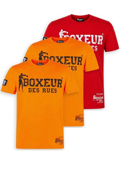 Boxeur Des Rues Pachet de 3 tricouri bărbătești slim-fit: 2 x Portocaliu cu l...