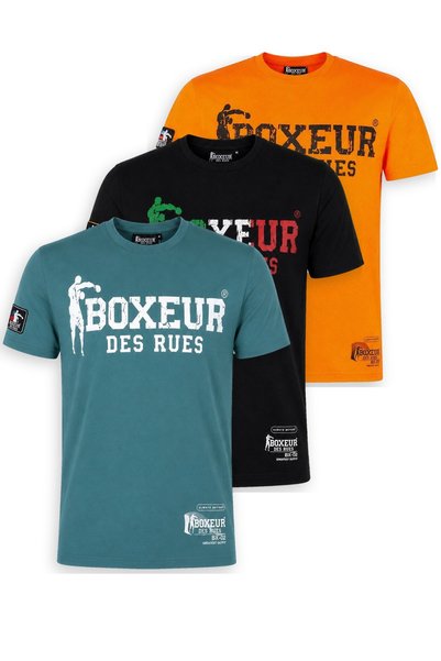 Boxeur Des Rues Pachet de 3 tricouri bărbătești slim-fit: Albastru Ocean/Alb ...