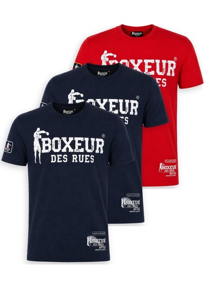 Boxeur Des Rues Tricouri bărbătești, pachet de 3, croială slim-fit: 2 x bleum...